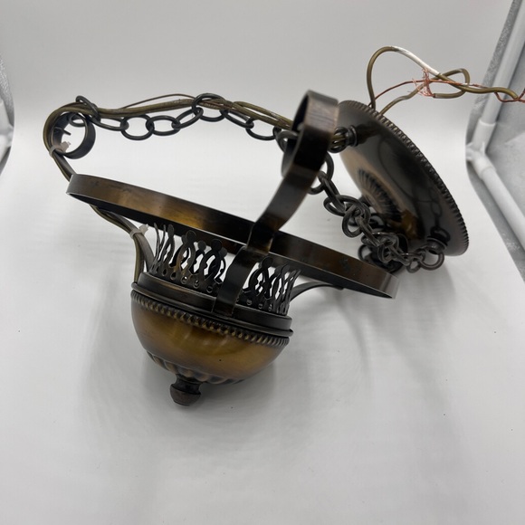 Vintage Bronze Hanging Light Fixture - Picture 2 of 3